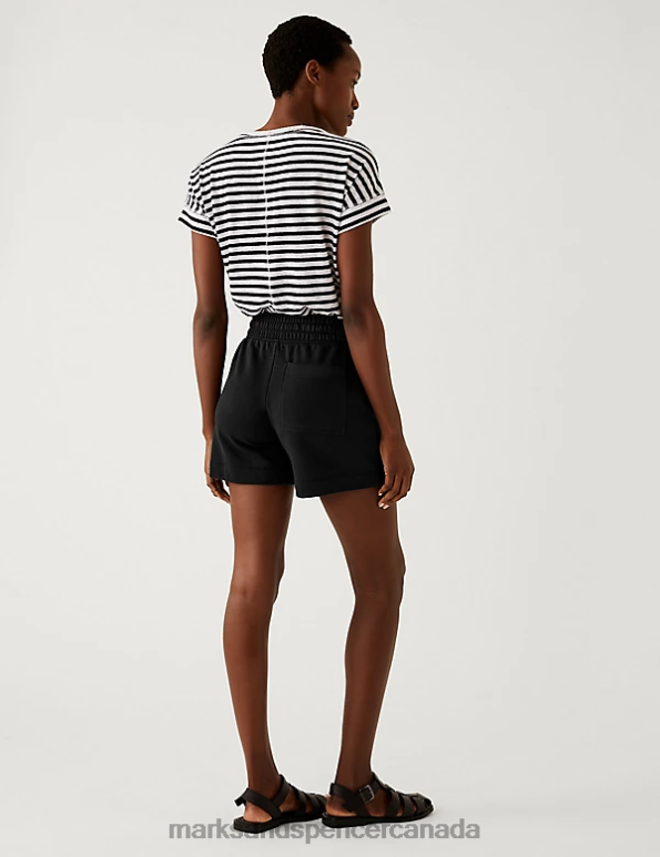 Women Black Clothing Marks & Spencer Cotton Rich Jersey Jogger Shorts 20VTD1522 - Marks and Spencer Canada locations
