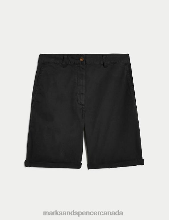 Marks and Spencer sale - Women Black Clothing Marks & Spencer Cotton Rich Tea Dyed Chino Shorts 20VTD2232