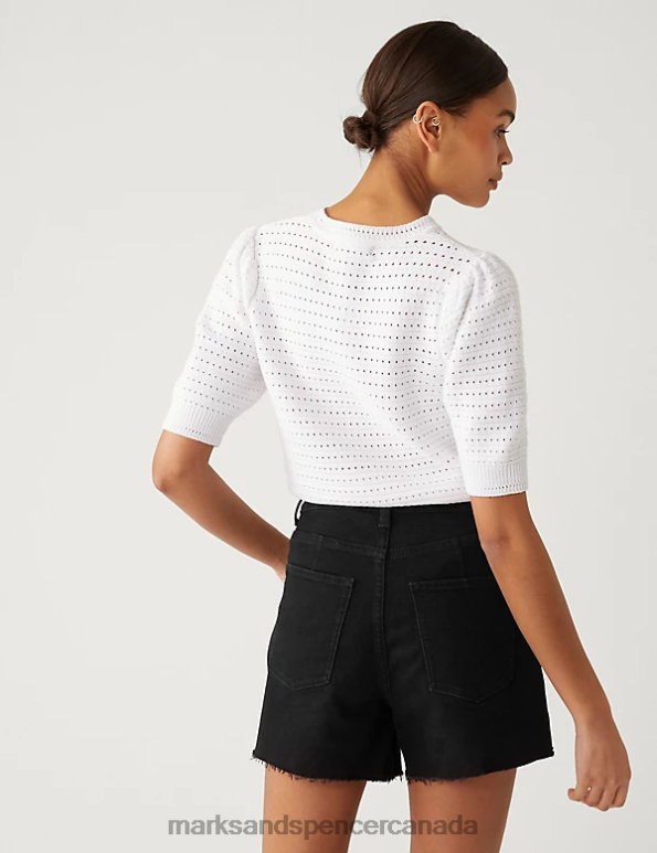 Marks and Spencer Canada - Women Black Clothing Marks & Spencer Denim Mom High Waisted Shorts 20VTD2349