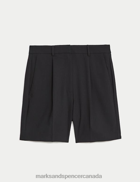 Marks and Spencer sale - Women Black Clothing Marks & Spencer High Waisted Pleat Front Shorts 20VTD1986