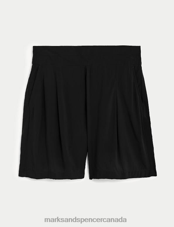 Marks and Spencer near me - Women Black Clothing Marks & Spencer High Waisted Pleat Front Shorts 20VTD334