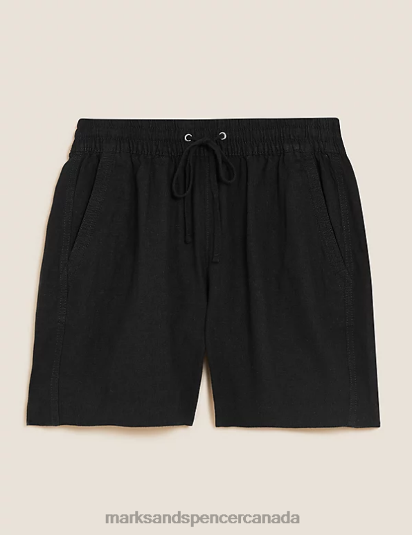 Marks and Spencer near me - Women Black Clothing Marks & Spencer Linen Rich Shorts 20VTD3326