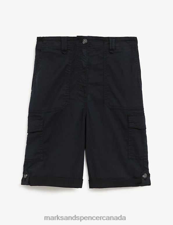 Marks and Spencer sale - Women Black Clothing Marks & Spencer Lyocell Rich Cargo Tea Dyed Shorts 20VTD955