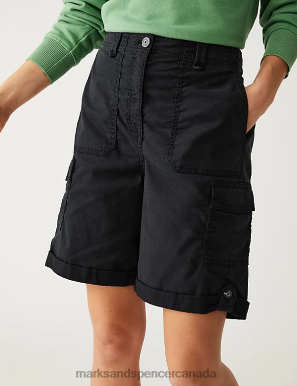 Marks and Spencer sale - Women Black Clothing Marks & Spencer Lyocell Rich Cargo Tea Dyed Shorts 20VTD955