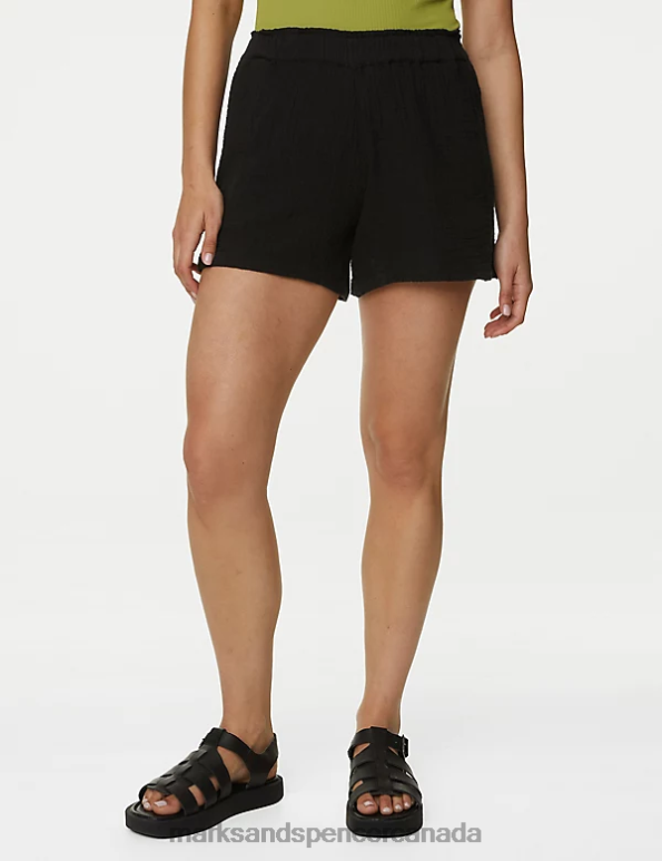 Women Black Clothing Marks & Spencer Pure Cotton Shorts 20VTD2270 - Marks and Spencer Canada locations