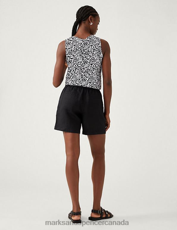 Marks and Spencer near me - Women Black Clothing Marks & Spencer Pure Linen Shorts 20VTD3051