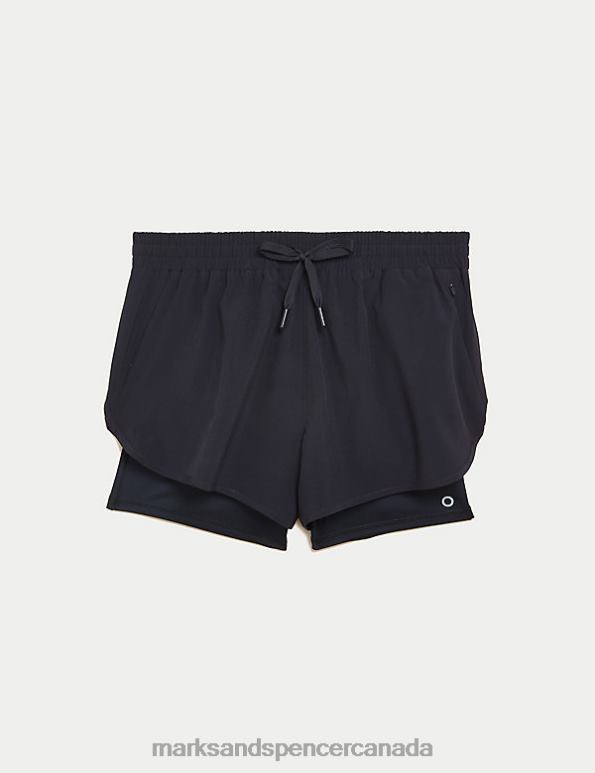 Marks and Spencer near me - Women Black Clothing Marks & Spencer Woven Layered Gym Shorts 20VTD2854