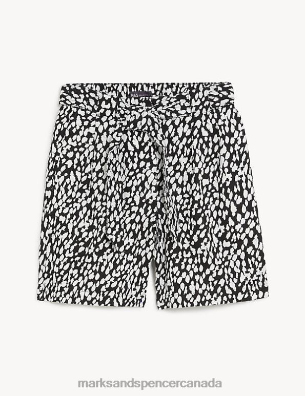 Women Black/White Clothing Marks & Spencer Pure Linen Shorts 20VTD3336 - Marks and Spencer outlet