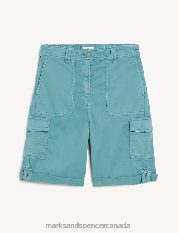 Marks and Spencer Canada - Women Blue Clothing Marks & Spencer Lyocell Rich Cargo Tea Dyed Shorts 20VTD959