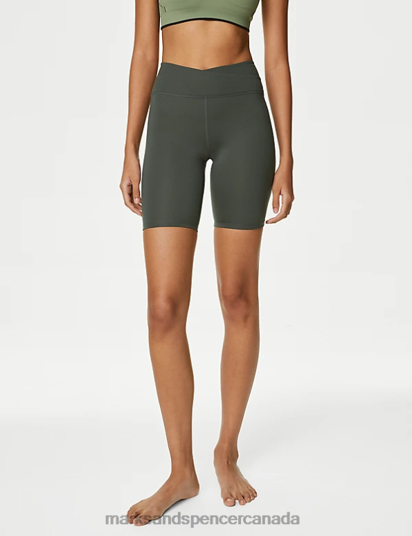 Women Dark Olive Clothing Marks & Spencer Go Balance High Waisted Yoga Shorts 20VTD2606 - Marks and Spencer Canada locations