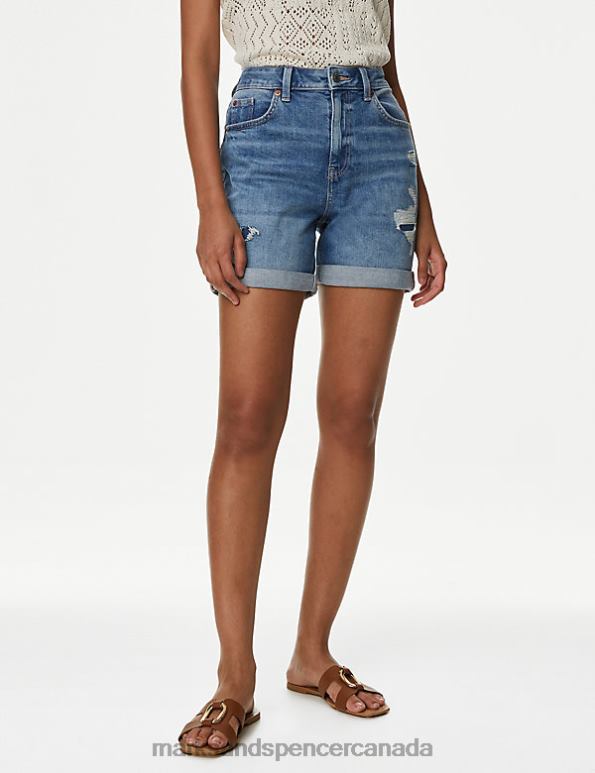 Women Denim Mix Clothing Marks & Spencer Denim Boyfriend Shorts 20VTD2805 - Marks and Spencer outlet