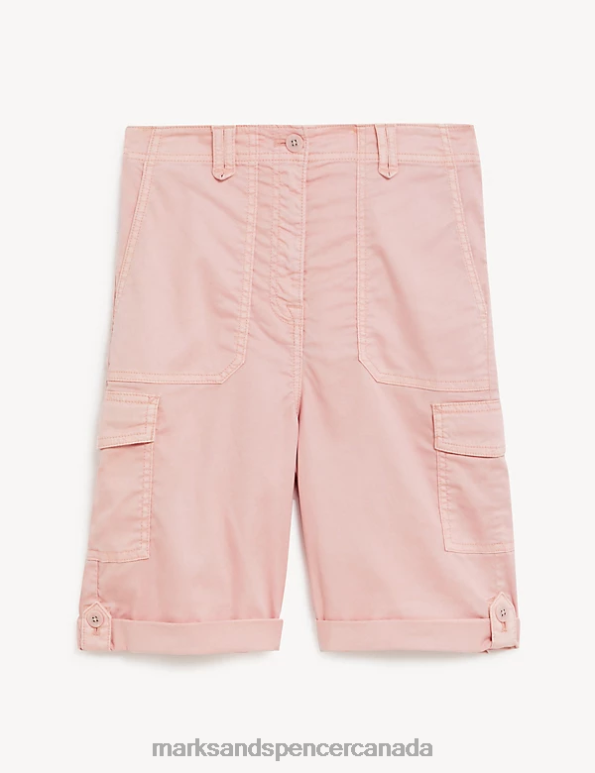 Women Dusted Pink Clothing Marks & Spencer Lyocell Rich Cargo Tea Dyed Shorts 20VTD957 - Marks and Spencer Canada locations