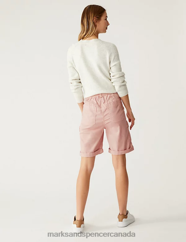 Women Dusted Pink Clothing Marks & Spencer Lyocell Rich Cargo Tea Dyed Shorts 20VTD957 - Marks and Spencer Canada locations