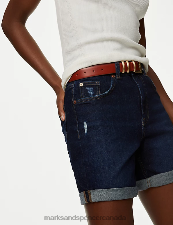 Women Indigo Clothing Marks & Spencer Denim Boyfriend Shorts 20VTD1792 - Marks and Spencer outlet