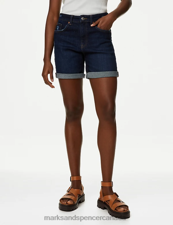 Women Indigo Clothing Marks & Spencer Denim Boyfriend Shorts 20VTD1792 - Marks and Spencer outlet