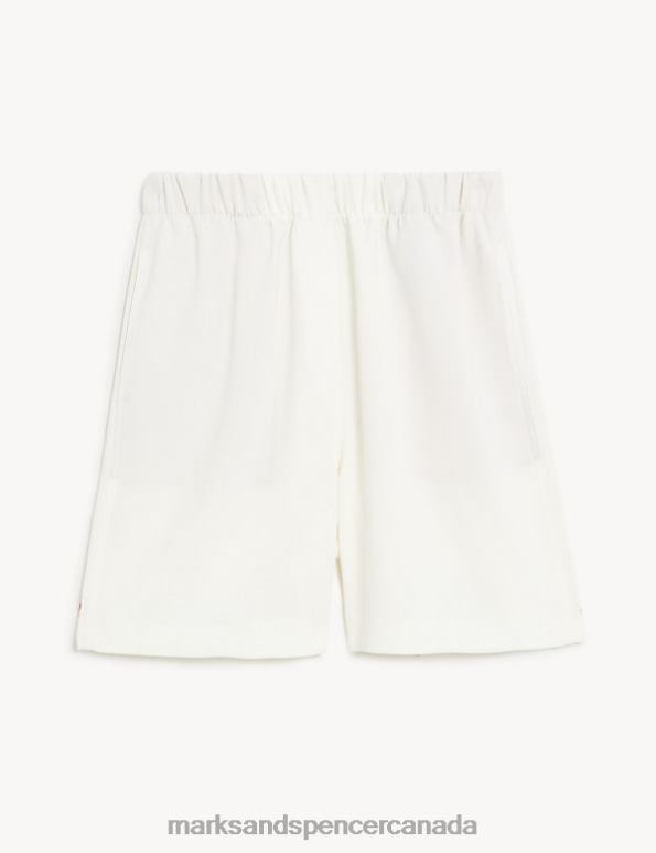 Marks and Spencer Canada - Women Ivory Clothing Marks & Spencer High Waisted Shorts 20VTD2167