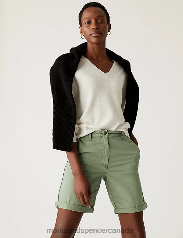 Women Khaki Clothing Marks & Spencer Cotton Rich Tea Dyed Chino Shorts 20VTD2233 - Marks and Spencer online