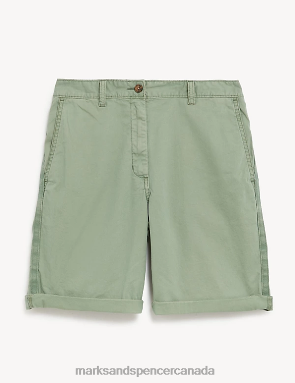 Women Khaki Clothing Marks & Spencer Cotton Rich Tea Dyed Chino Shorts 20VTD2233 - Marks and Spencer online
