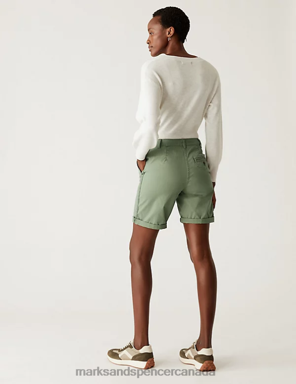 Women Khaki Clothing Marks & Spencer Cotton Rich Tea Dyed Chino Shorts 20VTD2233 - Marks and Spencer online