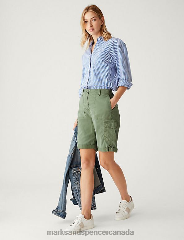 Women Khaki Clothing Marks & Spencer Lyocell Rich Cargo Tea Dyed Shorts 20VTD956 - Marks and Spencer online