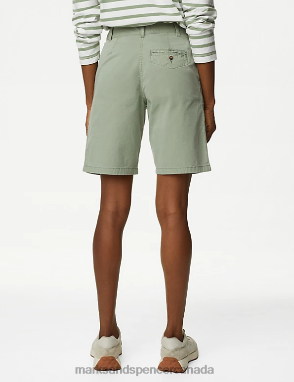 Women Khaki Mix Clothing Marks & Spencer 2pk Cotton Rich Tea Dyed Chino Shorts 20VTD1099 - Marks and Spencer Canada locations