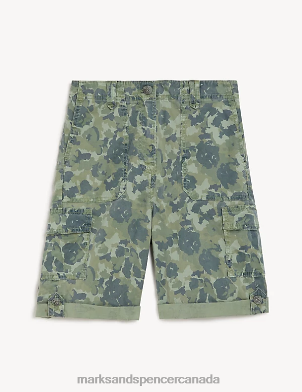 Women Khaki Mix Clothing Marks & Spencer Lyocell Rich Cargo Camo Shorts 20VTD2387 - Marks and Spencer online