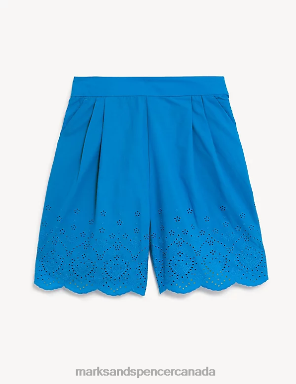 Women Lagoon Clothing Marks & Spencer Pure Cotton Embroidered High Waisted Shorts 20VTD1147 - Marks and Spencer outlet