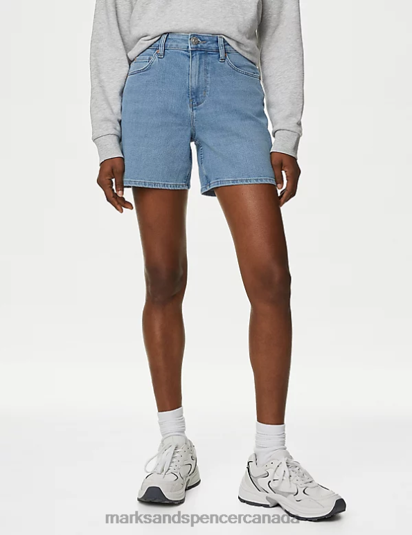 Marks and Spencer Canada - Women Light Indigo Clothing Marks & Spencer Denim Shorts 20VTD3403