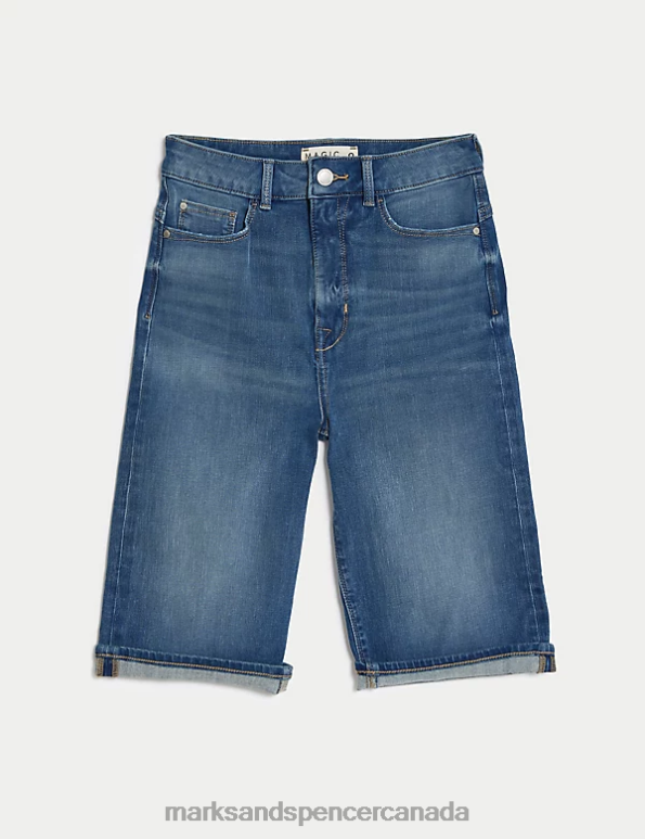 Marks and Spencer Canada - Women Medium Indigo Clothing Marks & Spencer Magic Shaping Denim Bermuda Shorts 20VTD1187