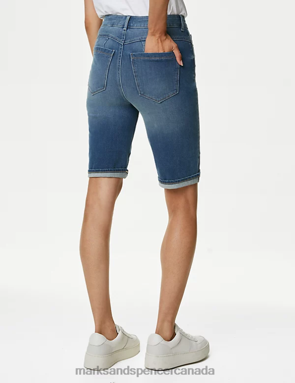 Marks and Spencer Canada - Women Medium Indigo Clothing Marks & Spencer Magic Shaping Denim Bermuda Shorts 20VTD1187