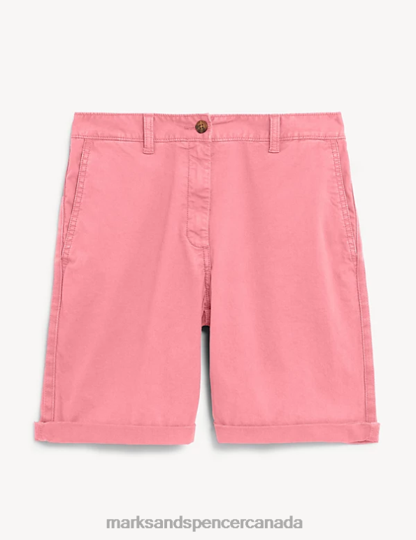 Women Medium Pink Clothing Marks & Spencer Cotton Rich Tea Dyed Chino Shorts 20VTD2235 - Marks and Spencer outlet