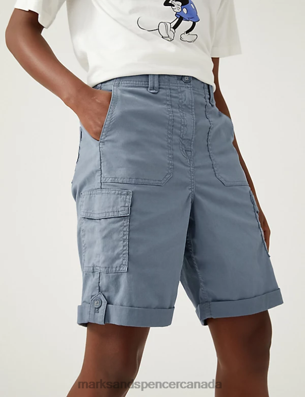 Women Mid Grey Clothing Marks & Spencer Lyocell Rich Cargo Tea Dyed Shorts 20VTD958 - Marks and Spencer outlet