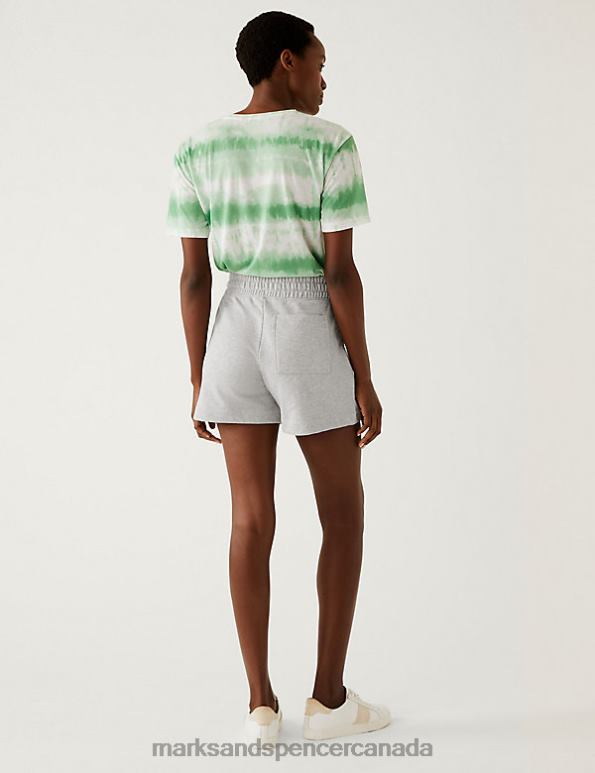 Women Mid Grey Marl Clothing Marks & Spencer Cotton Rich Jersey Jogger Shorts 20VTD1521 - Marks and Spencer online