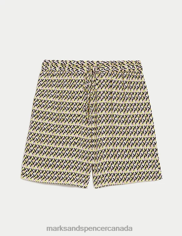 Marks and Spencer Canada - Women Multi Clothing Marks & Spencer Printed High Waisted Shorts 20VTD2819