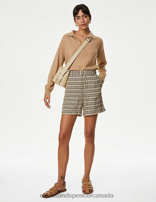 Marks and Spencer Canada - Women Multi Clothing Marks & Spencer Printed High Waisted Shorts 20VTD2819