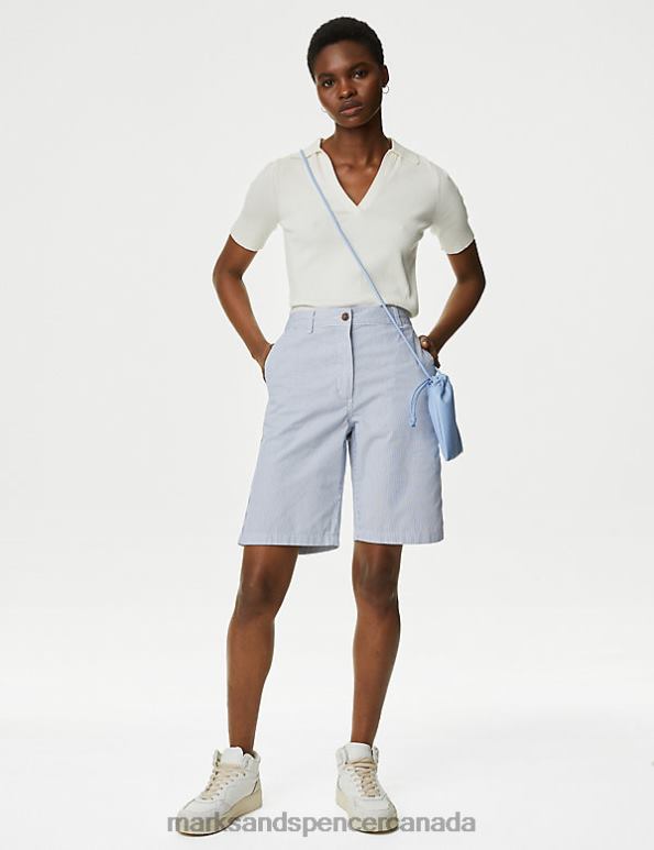 Women Navy Mix Clothing Marks & Spencer 2pk Cotton Rich Tea Dyed Chino Shorts 20VTD1440 - Marks and Spencer Canada locations