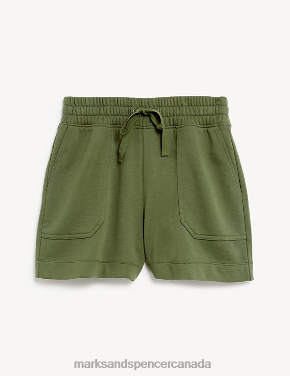 Marks and Spencer Canada - Women Olive Clothing Marks & Spencer Cotton Rich Jersey Jogger Shorts 20VTD1524