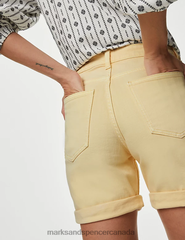 Marks and Spencer near me - Women Pale Gold Clothing Marks & Spencer Denim Boyfriend Shorts 20VTD1788