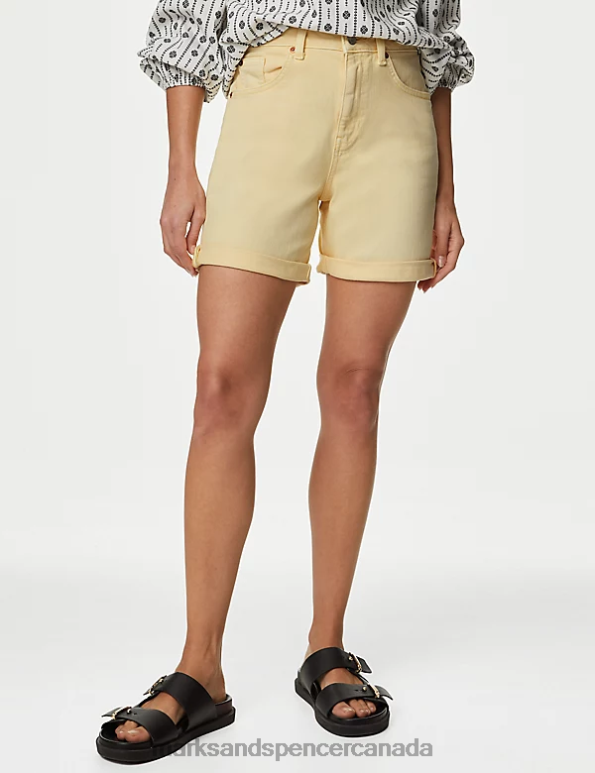 Marks and Spencer near me - Women Pale Gold Clothing Marks & Spencer Denim Boyfriend Shorts 20VTD1788