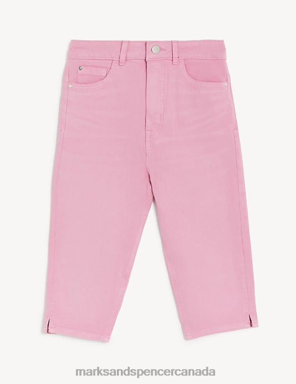 Women Pink Clothing Marks & Spencer Magic Shaping Denim Knee Length Shorts 20VTD2975 - Marks and Spencer online
