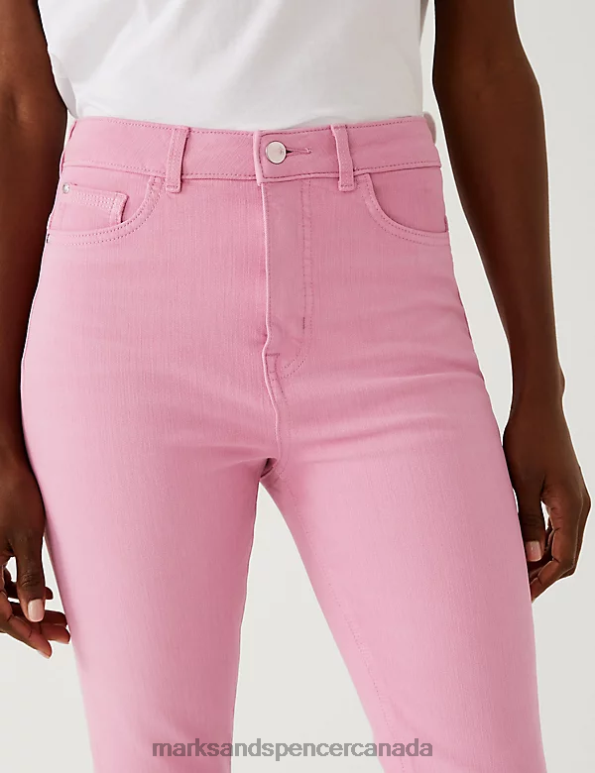 Women Pink Clothing Marks & Spencer Magic Shaping Denim Knee Length Shorts 20VTD2975 - Marks and Spencer online