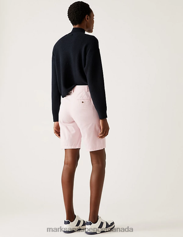 Women Pink Mix Clothing Marks & Spencer Cotton Rich Striped Chino Shorts 20VTD575 - Marks and Spencer outlet