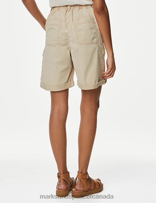 Marks and Spencer sale - Women Sand Clothing Marks & Spencer Lyocell Rich Cargo Tea Dyed Shorts 20VTD961