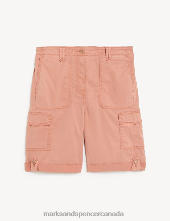 Marks and Spencer near me - Women Soft Orange Clothing Marks & Spencer Lyocell Rich Cargo Tea Dyed Shorts 20VTD960