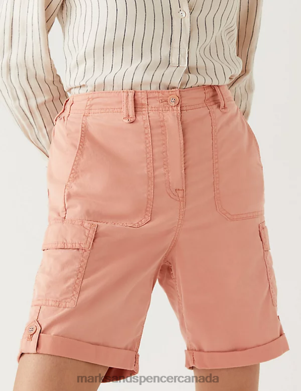 Marks and Spencer near me - Women Soft Orange Clothing Marks & Spencer Lyocell Rich Cargo Tea Dyed Shorts 20VTD960