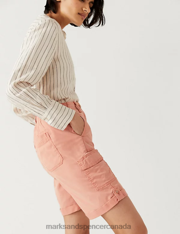 Marks and Spencer near me - Women Soft Orange Clothing Marks & Spencer Lyocell Rich Cargo Tea Dyed Shorts 20VTD960