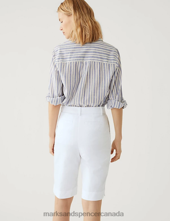Women Soft White Clothing Marks & Spencer Cotton Rich Knee Length Chino Shorts 20VTD889 - Marks and Spencer outlet