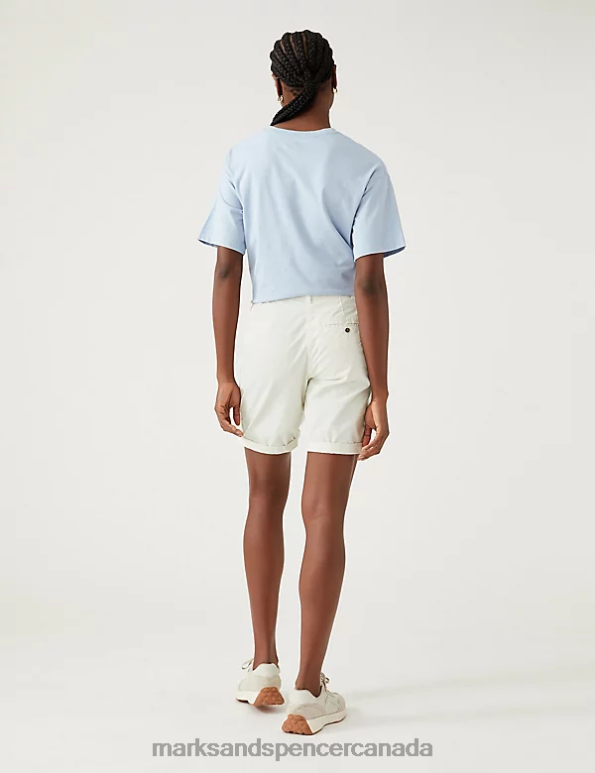 Marks and Spencer sale - Women Soft White Clothing Marks & Spencer Cotton Rich Tea Dyed Chino Shorts 20VTD2238