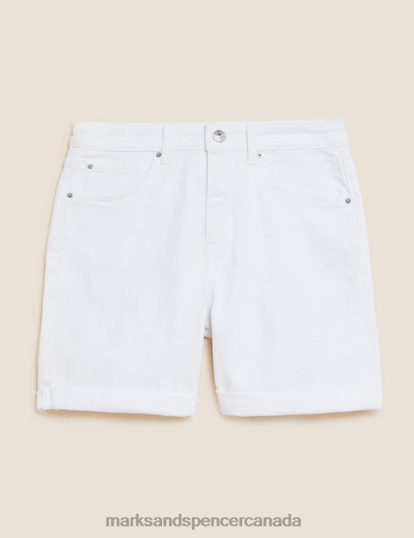 Women Soft White Clothing Marks & Spencer Denim Boyfriend Shorts 20VTD1785 - Marks and Spencer Canada locations