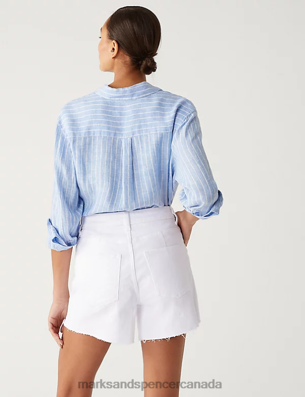 Marks and Spencer near me - Women Soft White Clothing Marks & Spencer Denim Mom High Waisted Shorts 20VTD2350